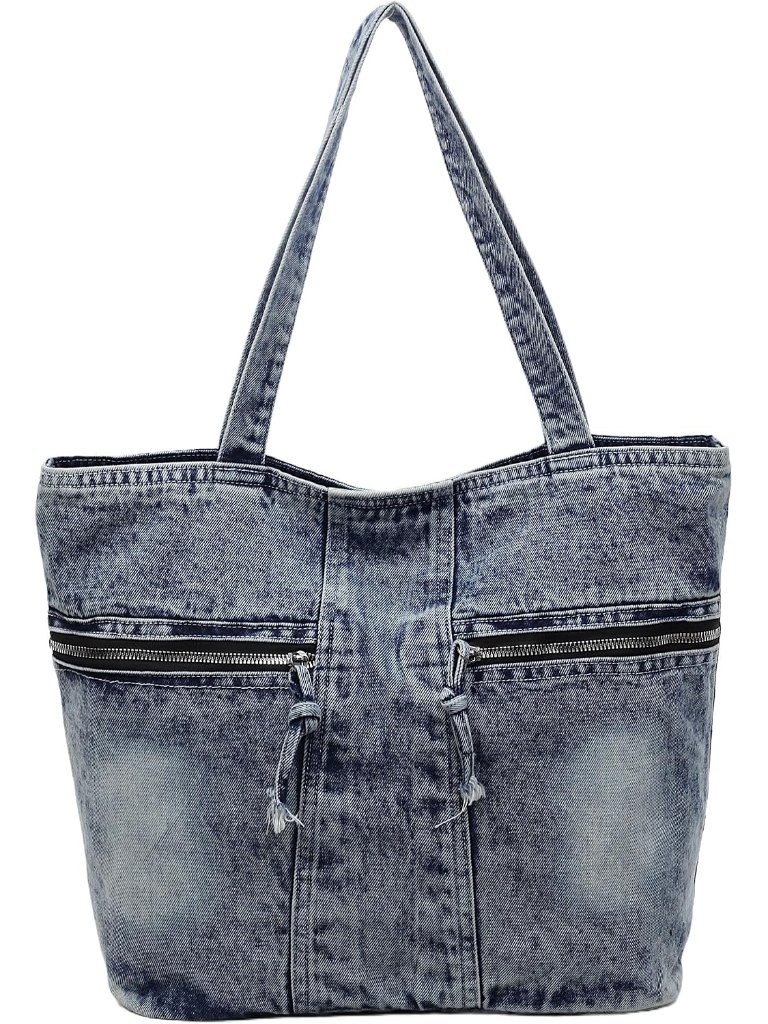 Denim Hobo Tote Bag For Women Blue Large Jean Casual Shoulder Purse Crossbody Ha